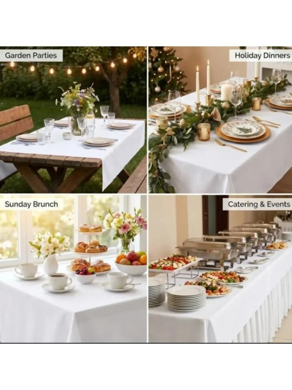 Elegant White Cotton Tablecloth 60x102